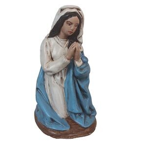 Virgin Mary Atlantic Mold Praying Figurine Ceramic Vintage 7" Blue Robe